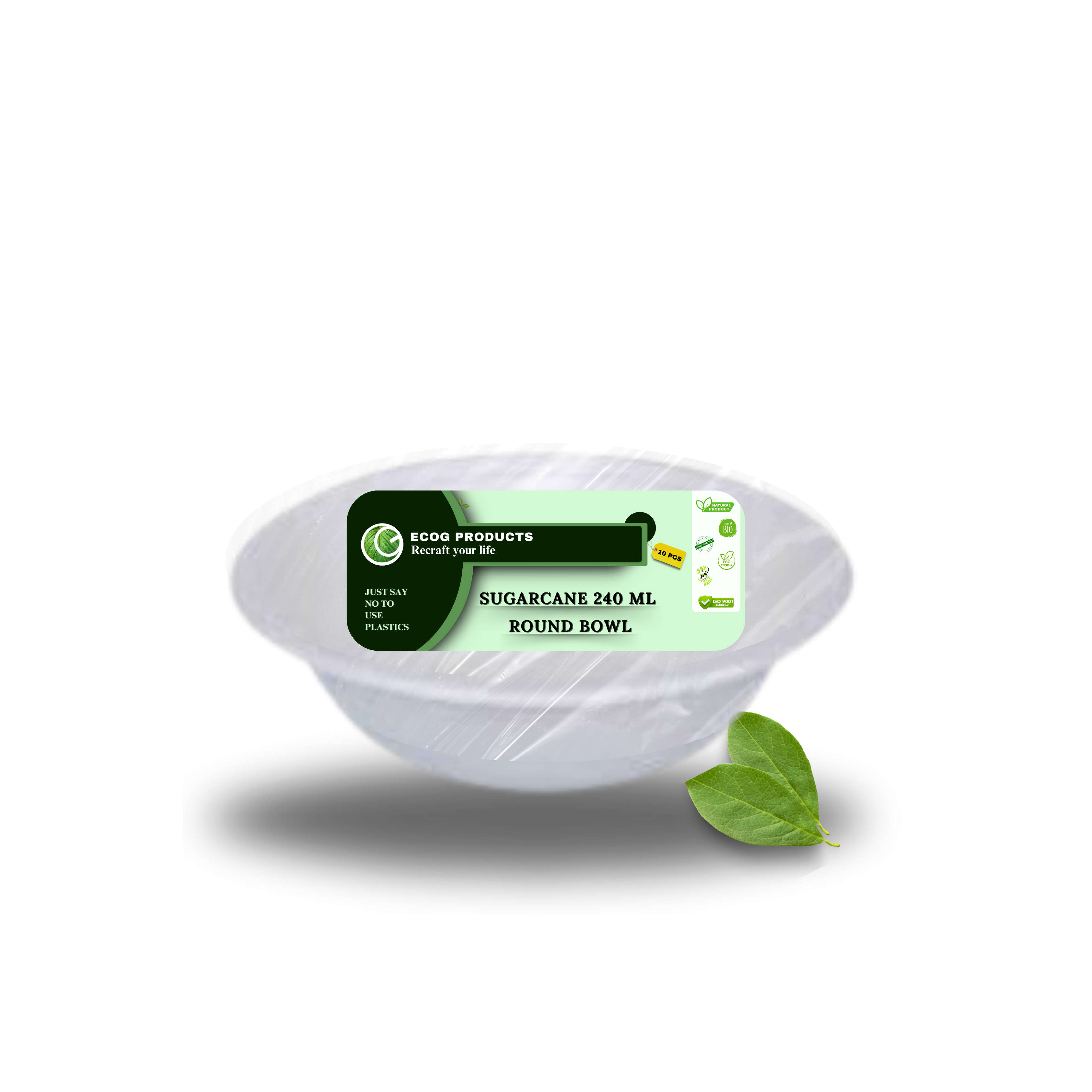 EKOPAK 240ml Sugar Cane Bowl-50Pcs