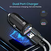 Portronics Car Power 65 Car Charger 65W with Dual Output (Black)