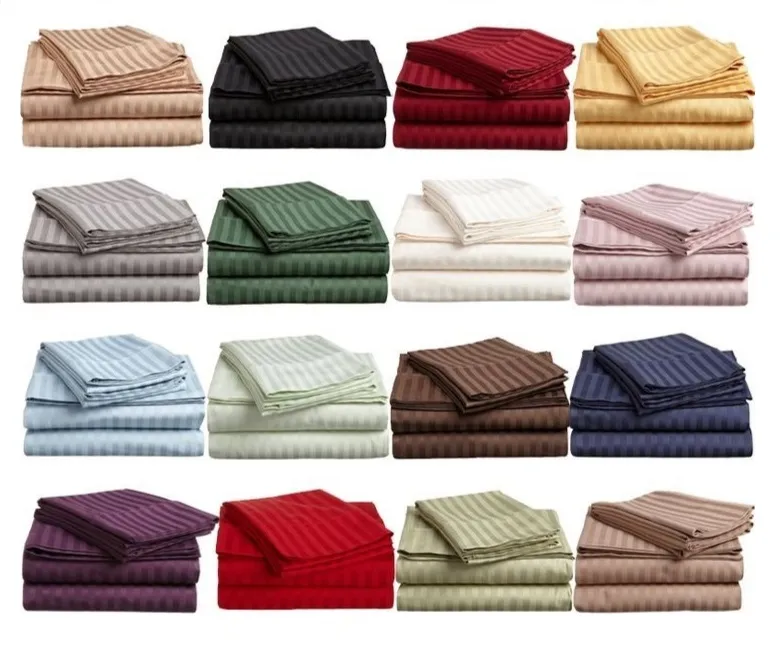Sofrito Bedsheet Glace Cotton 300 TC - Striped - Oyster