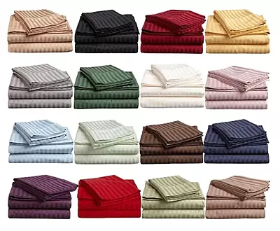Sofrito Bedsheet Glace Cotton 300 TC - Striped - Crimson Red Sofrito Bedsheet Glace Cotton 300 TC - Striped - Crimson Red