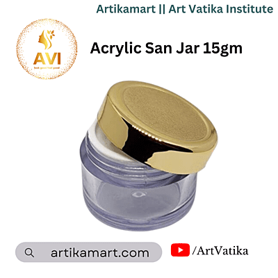 Acrylic San Jar + White Inner + GOLDEN Cap - 15g Acrylic San Jar + White Inner + GOLDEN Cap - 15g