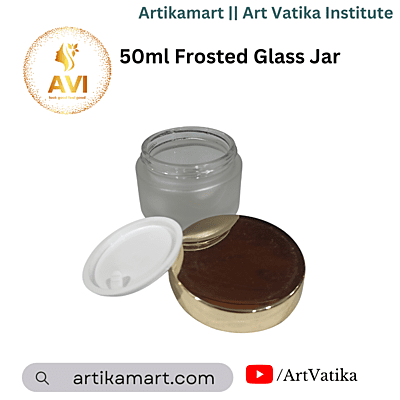 Glass Container 50ml Frosted Jar + GOLD Cap + White Seal Glass Container 50ml Frosted Jar + GOLD Cap + White Seal