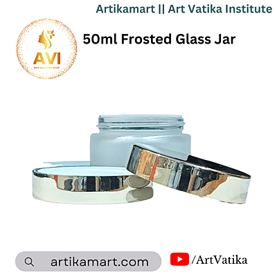 Glass Container 50ml Frosted Jar + GOLD Cap + White Seal Glass Container 50ml Frosted Jar + GOLD Cap + White Seal