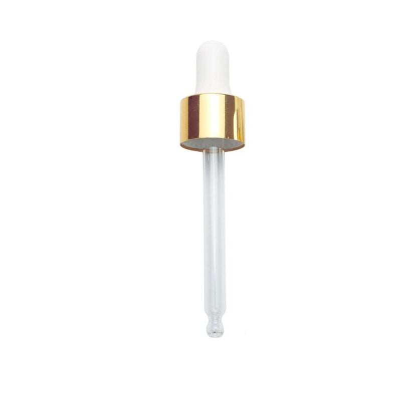 SERUM DROPPER Cap Golden White Glass 18mm NECK SERUM DROPPER Cap Golden White Glass 18mm NECK