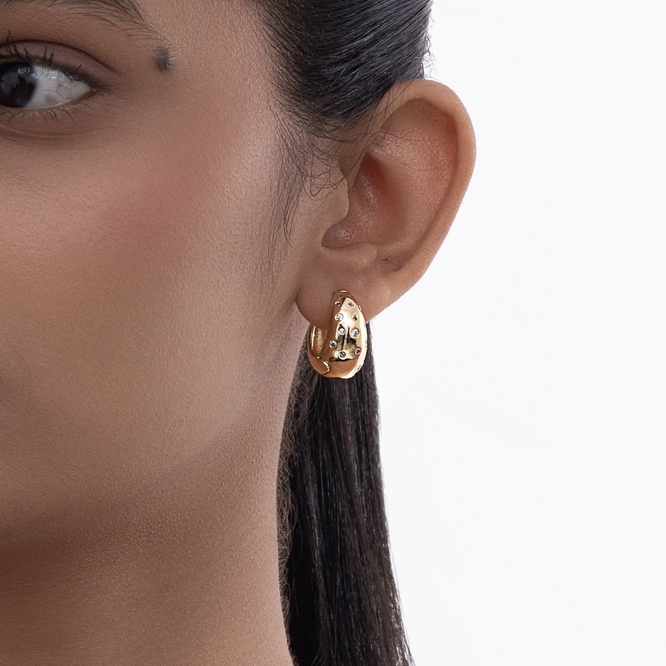 Semi-Studded Luxe Hoops