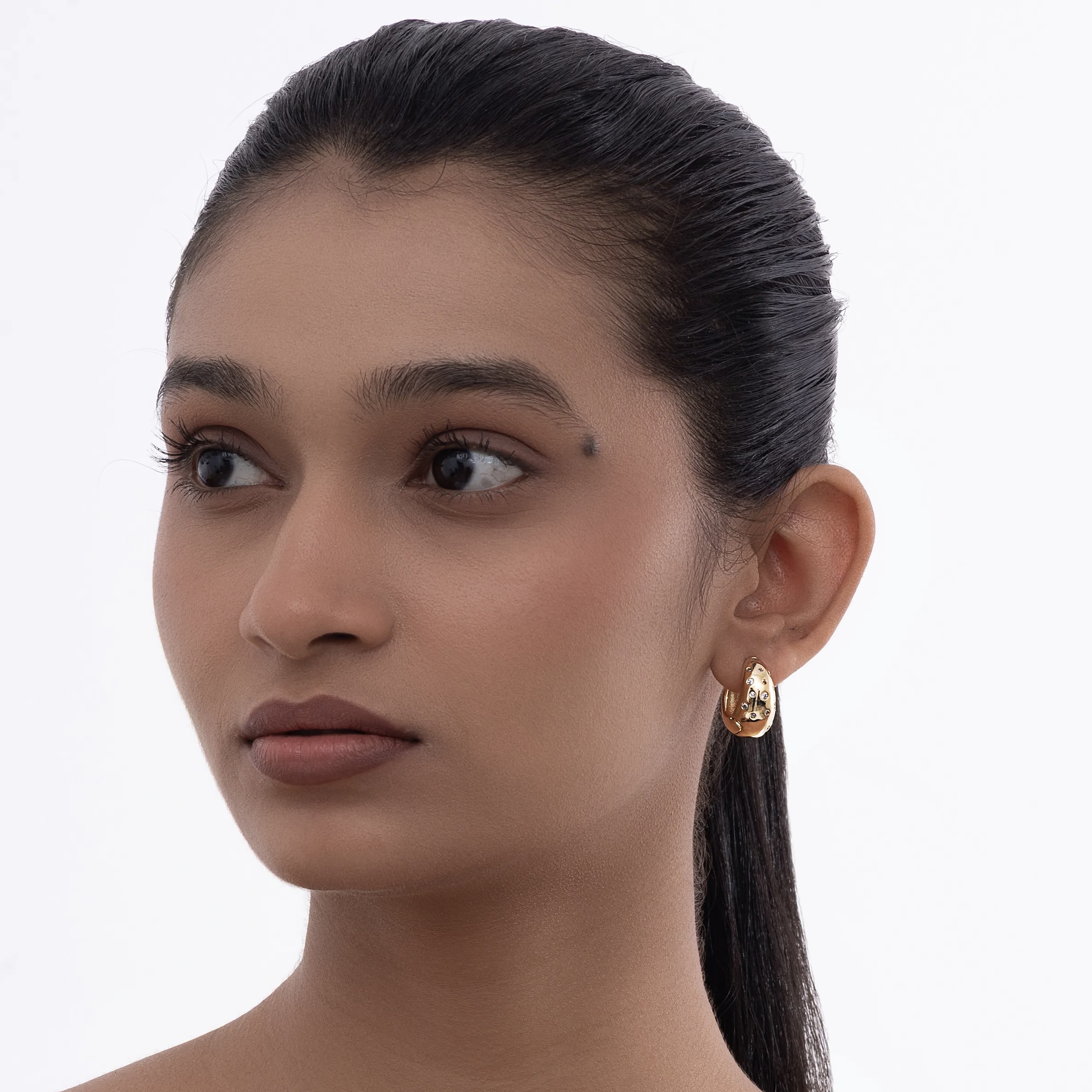 Semi-Studded Luxe Hoops