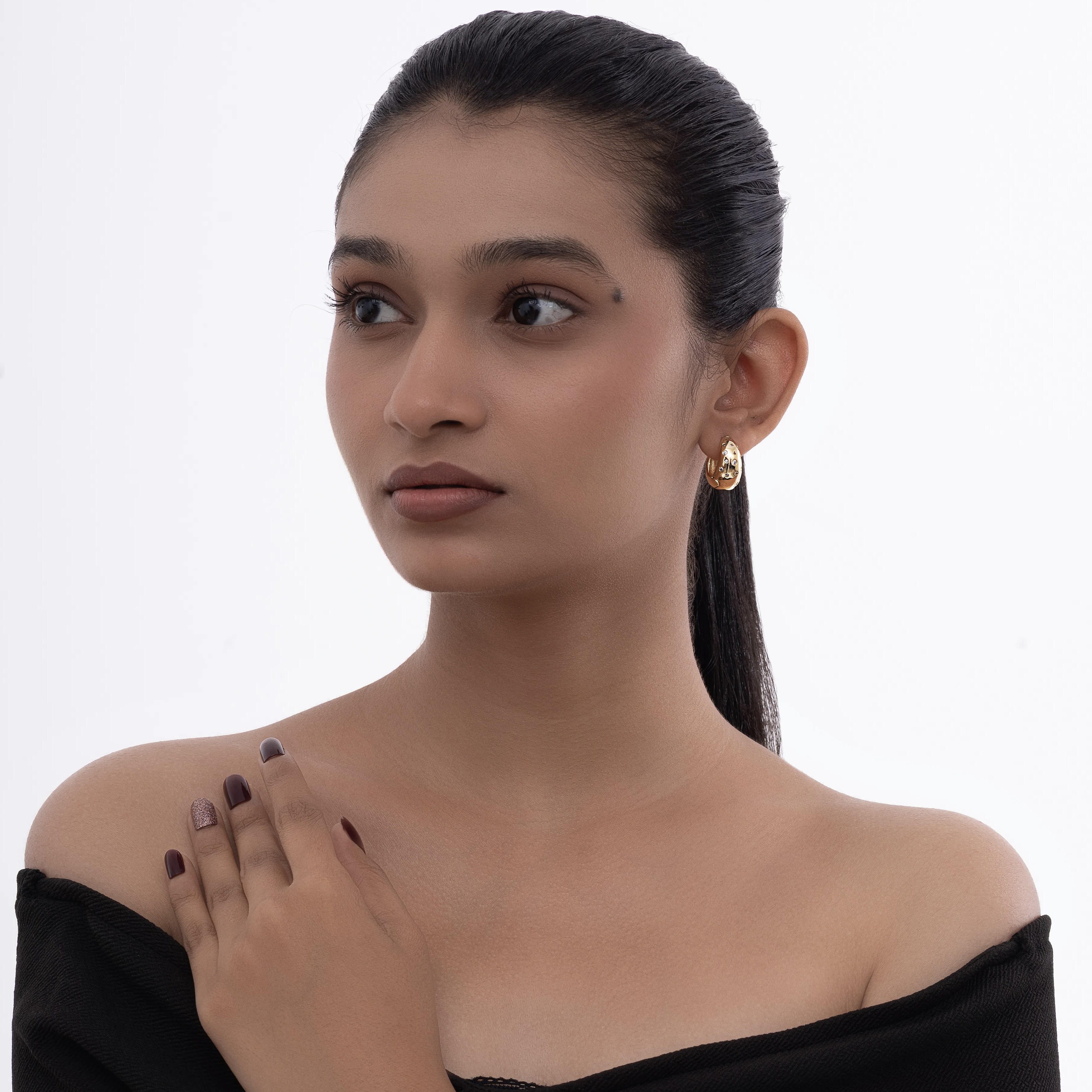 Semi-Studded Luxe Hoops