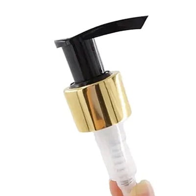 CAP DISPENSER 24MM/410 BLACK WITH GOLDEN SLEEVE LOTION CAP DISPENSER 24MM/410 BLACK WITH GOLDEN SLEEVE LOTION