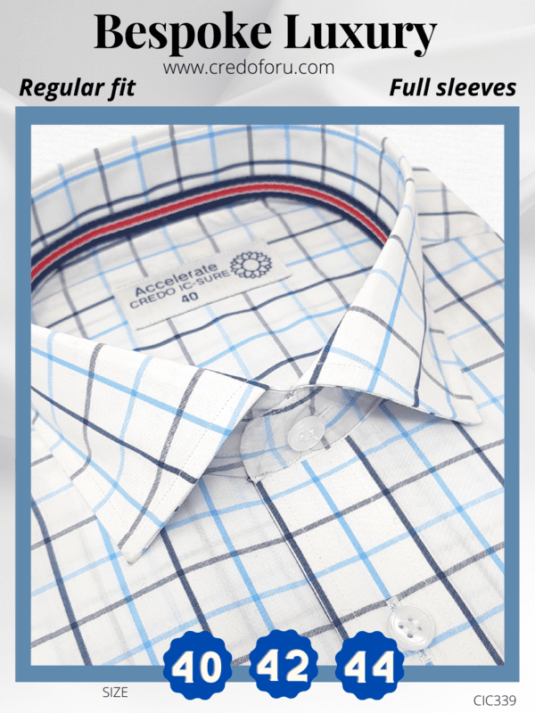 Siyaram Fabric Blue Check on White Shirt