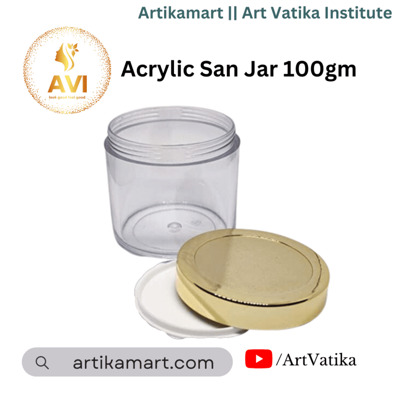 Acrylic San Jar + White Inner + GOLDEN Cap - 100g Acrylic San Jar + White Inner + GOLDEN Cap - 100g