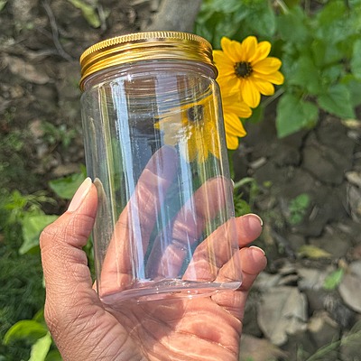 350ml Round PET Jar + 63mm Aluminium Gold Cap