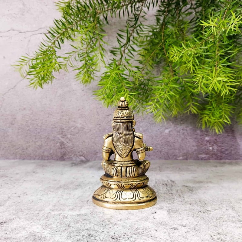 Brass Annapoorna Devi Idol - 4 inch Height | Auspicious Brass Annapoorna Devi Sculpture for Kitchen Blessings