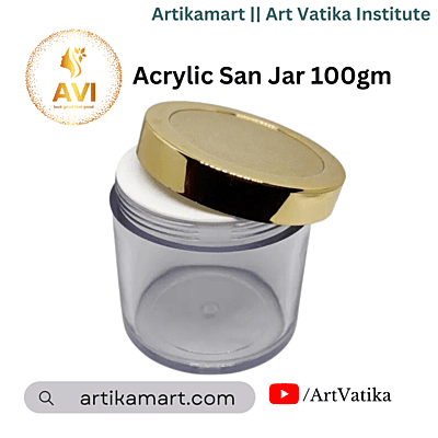 Acrylic San Jar + White Inner + GOLDEN Cap - 100g Acrylic San Jar + White Inner + GOLDEN Cap - 100g
