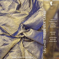 CRUSHED TISSUE SILK SAREE USTSTES23509 CRUSHED TISSUE SILK SAREE USTSTES23509