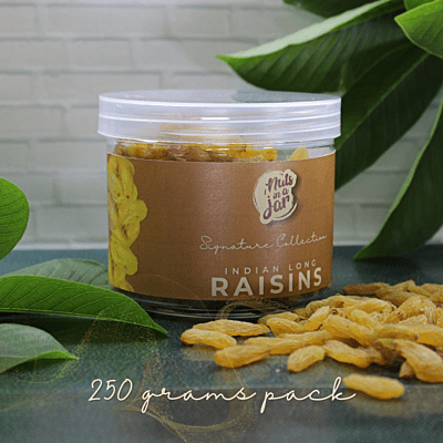 Nuts in a Jar Indian Long Raisins Signature Collection  250 Grams