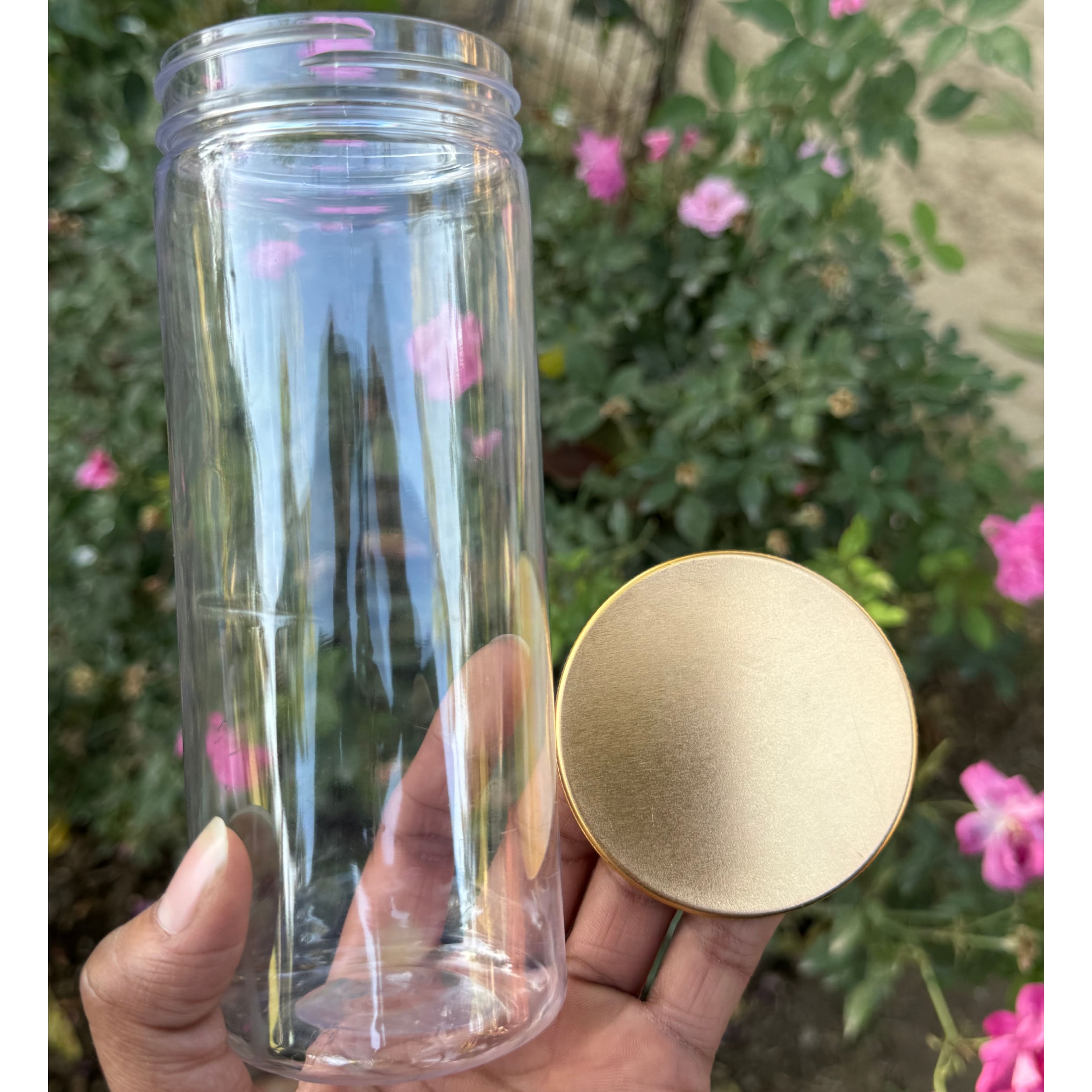 500ml Round PET Jar + 63mm Aluminium GOLD Cap 500ml Round PET Jar + 63mm Aluminium GOLD Cap