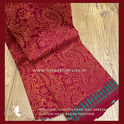 HAND PAINTED PURE KANCHIVARAM SOFT SILK SAREE  CUSSSIL23504