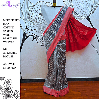 IKKAT  MERCERISED  COTTON SAREE   BGHSDIC23312