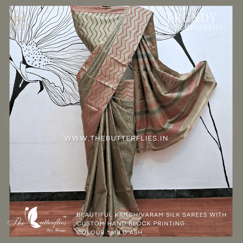 HAND PAINTED PURE KANCHIVARAM SOFT SILK SAREE  CUSSSIL23501 HAND PAINTED PURE KANCHIVARAM SOFT SILK SAREE  CUSSSIL23501