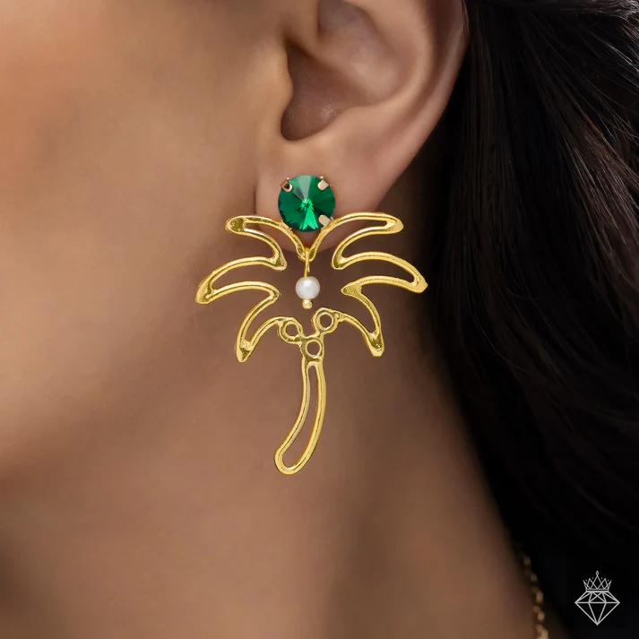 Anti-Tarnish Palm Tree Necklace Set With Earrings Anti-Tarnish Palm Tree Necklace Set With Earrings