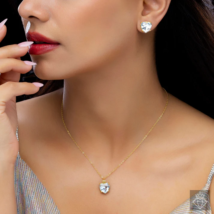 Anti-Tarnish Solitaire Necklace Set With Earrings Anti-Tarnish Solitaire Necklace Set With Earrings