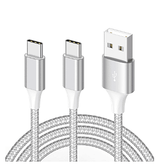 Champion 2in1 USB(A) To Type C Cable Nylon Braided, Fast Charge and Sync Compatible with Samsung S20/S10/S9, Note10/9, Xiaomi Mi A3/A2, Huawei P30/P20/Mate20, LG G7 (1.2m)