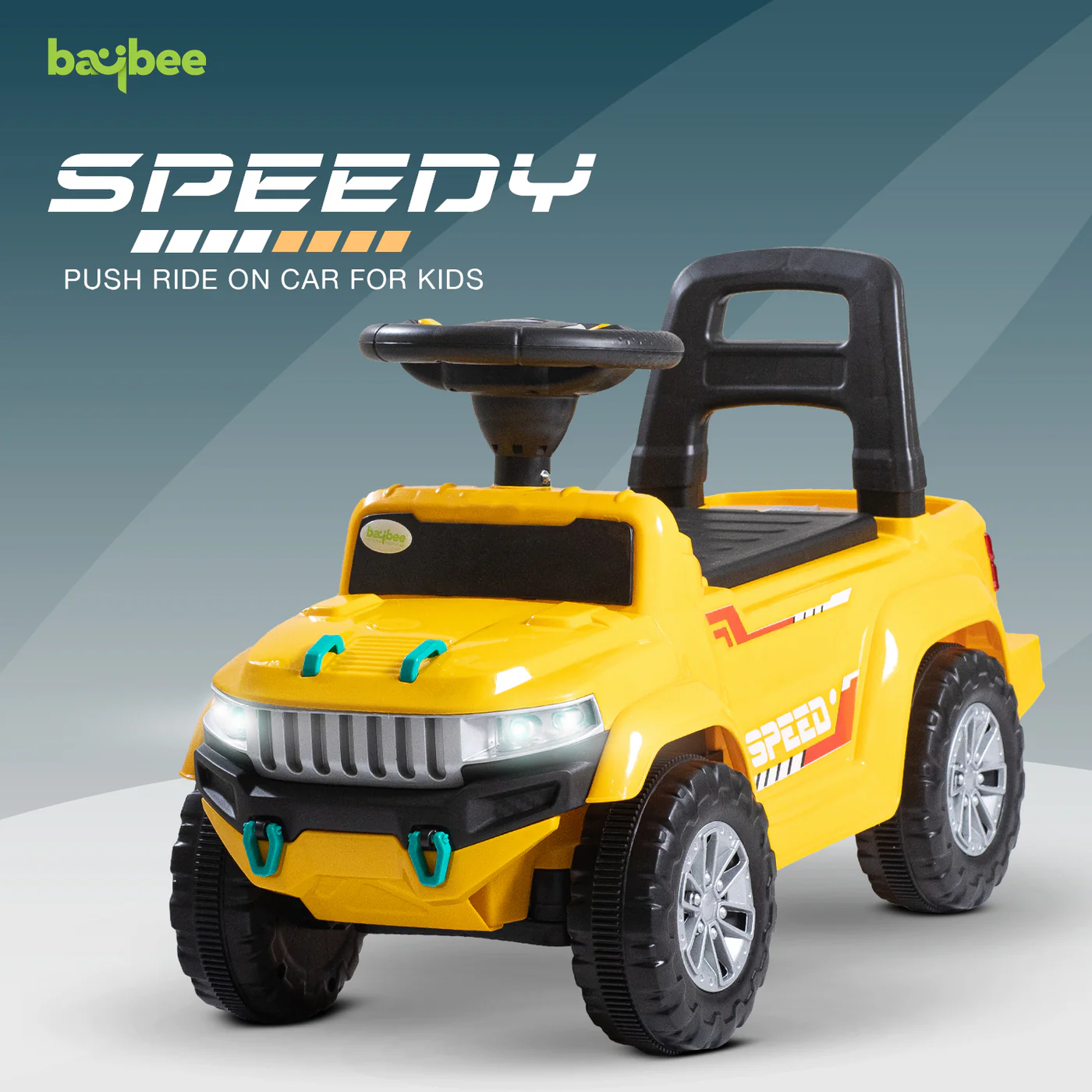 Baybee Push Ride on Baby Jeep for Kids Toys with LED Light & Storage Bin- Yellow Baybee Push Ride on Baby Jeep for Kids Toys with LED Light & Storage Bin- Yellow