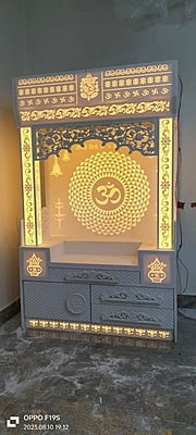 Luxury Om Full Corian Mandir with Backlight
