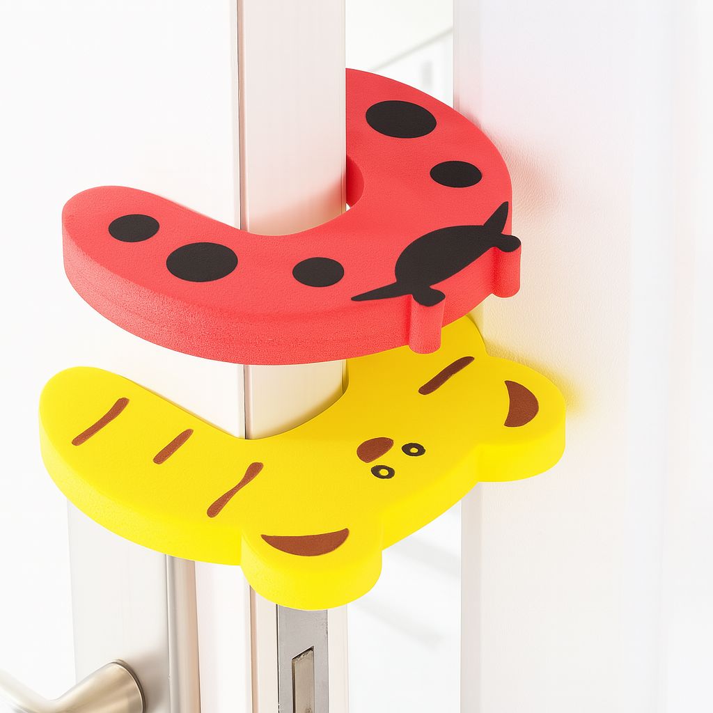 Child Safety Door Stopper – Soft Foam Pinch Guard, Pack of 3 (Assorted Designs)