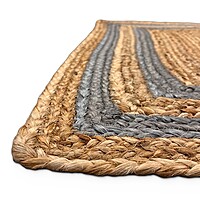 Royegal Carpets Handmade Natural Jute Braided Rug – Rectangular Design with Grey Border