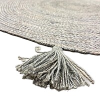 Royegal Carpets Round Jute Area Rug, Handwoven Braided Design with Tassels, Natural Farmhouse Style