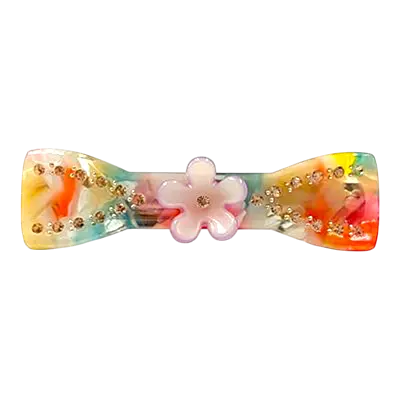 Acetate Hair Barrette with Floral Accent