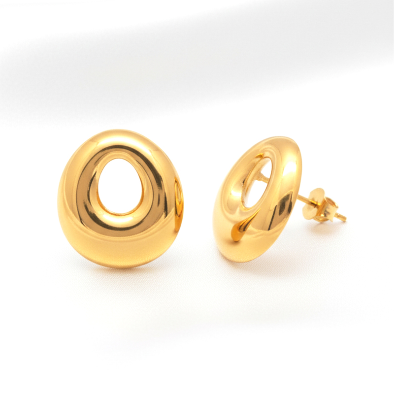 KAYYA21 Donut Shape Stud Earrings – Gold-Plated Stainless Steel