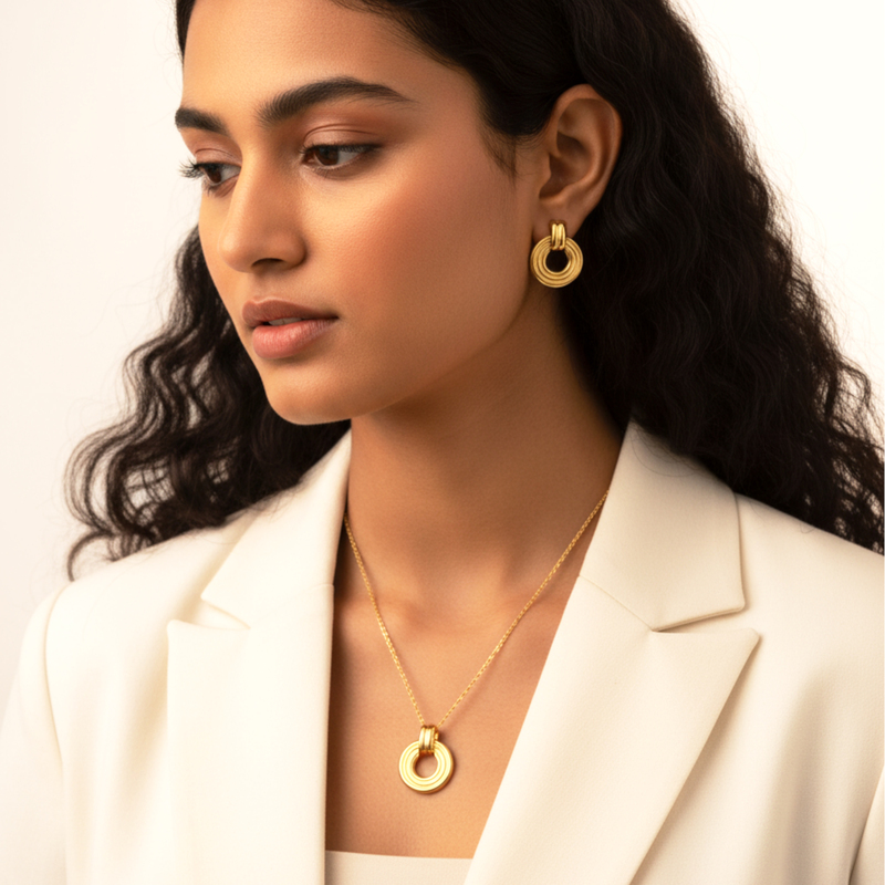 KAYYA21 Elegant Gold-Plated Stainless Steel Jewelry Combo