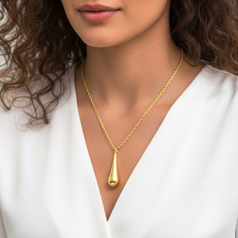 KAYYA21 Elegant Gold Pendant Necklace Set – Stainless Steel Gold Finish