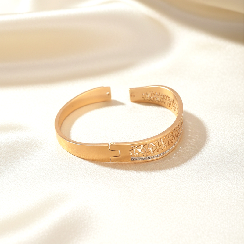 Designer Gold Bangles for Women – Stainless Steel, Gold Finish | Lightweight, Anti-Tarnish, Skin-Friendly
