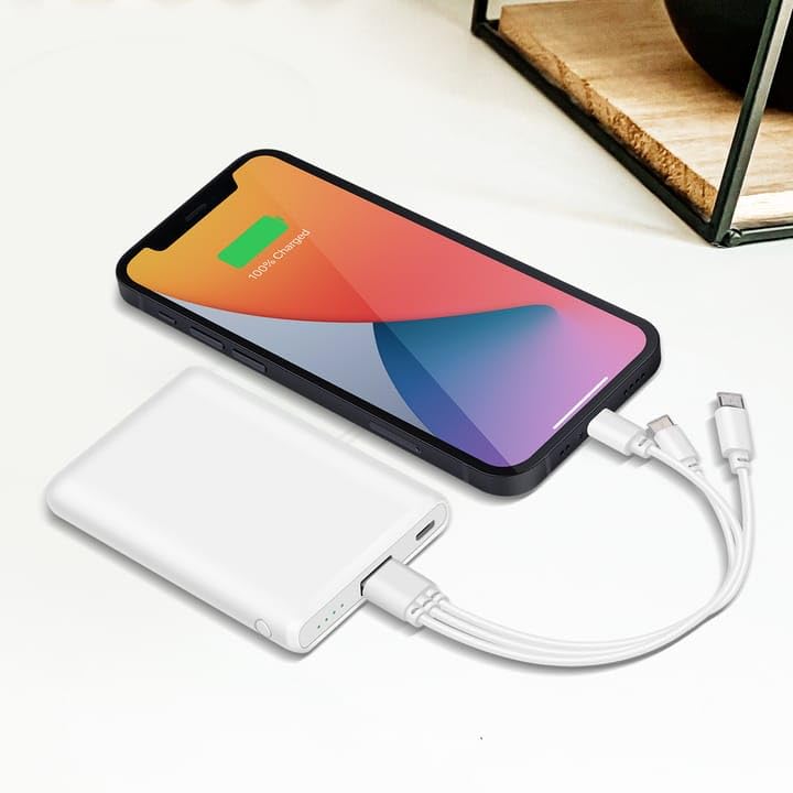 3 IN 1 Data Cable Compatible with Power Bank, Charger, Smartphone (White)