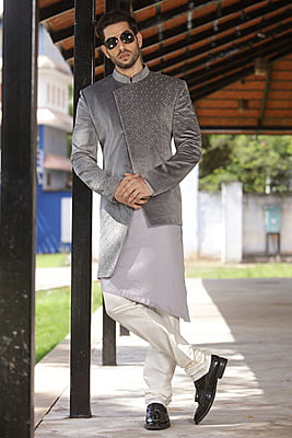 Marvel Shiny Grey IndoWestern Marvel Shiny Grey IndoWestern