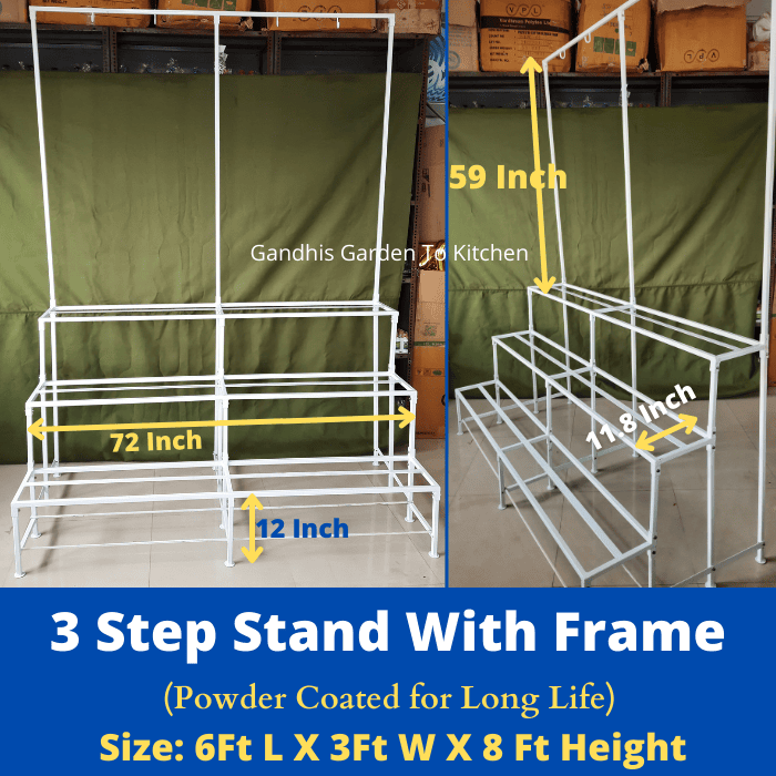 6 feet Three step Garden Stand with Frame Detachable Size in Inches 72(L)X34W) X77(H) 6 feet Three step Garden Stand with Frame Detachable Size in Inches 72(L)X34W) X77(H)