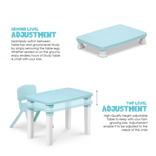 Kids Study Table & Chair Set – Light Blue