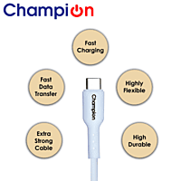 Champion SuperVOOC Type-C to C 65W Data Sync & Charging Cable PVC for all Apple & Type-C Port Devices (White) Champion SuperVOOC Type-C to C 65W Data Sync & Charging Cable PVC for all Apple & Type-C Port Devices (White)