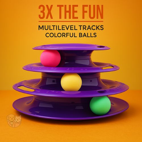 3-Level Cat Tower Track Toy – Interactive Ball Toy for Kittens & Cats