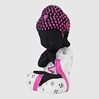 Baby Monk Buddha Showpiece for Home Decor (White & Pink) Polyresin – 21 cm