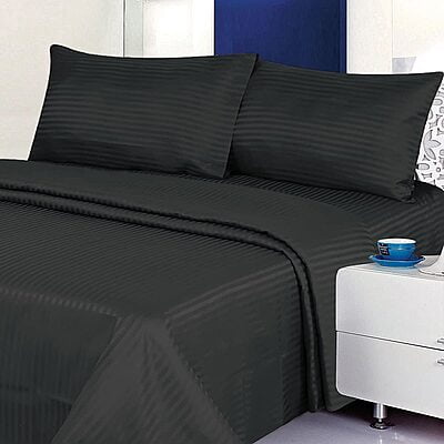 Pillow Cover Non-Framed Glace Cotton 300 TC - Striped - Black