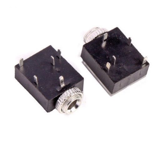 Black 3.5mm 5-Pin Audio Socket – Durable ABS, Female Jack for Headphones, Mobile, Computer, MP3/MP4 Devices