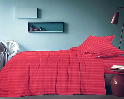 Duvet / Comforter Cover Glace Cotton 300 TC - Striped - Crimson Red