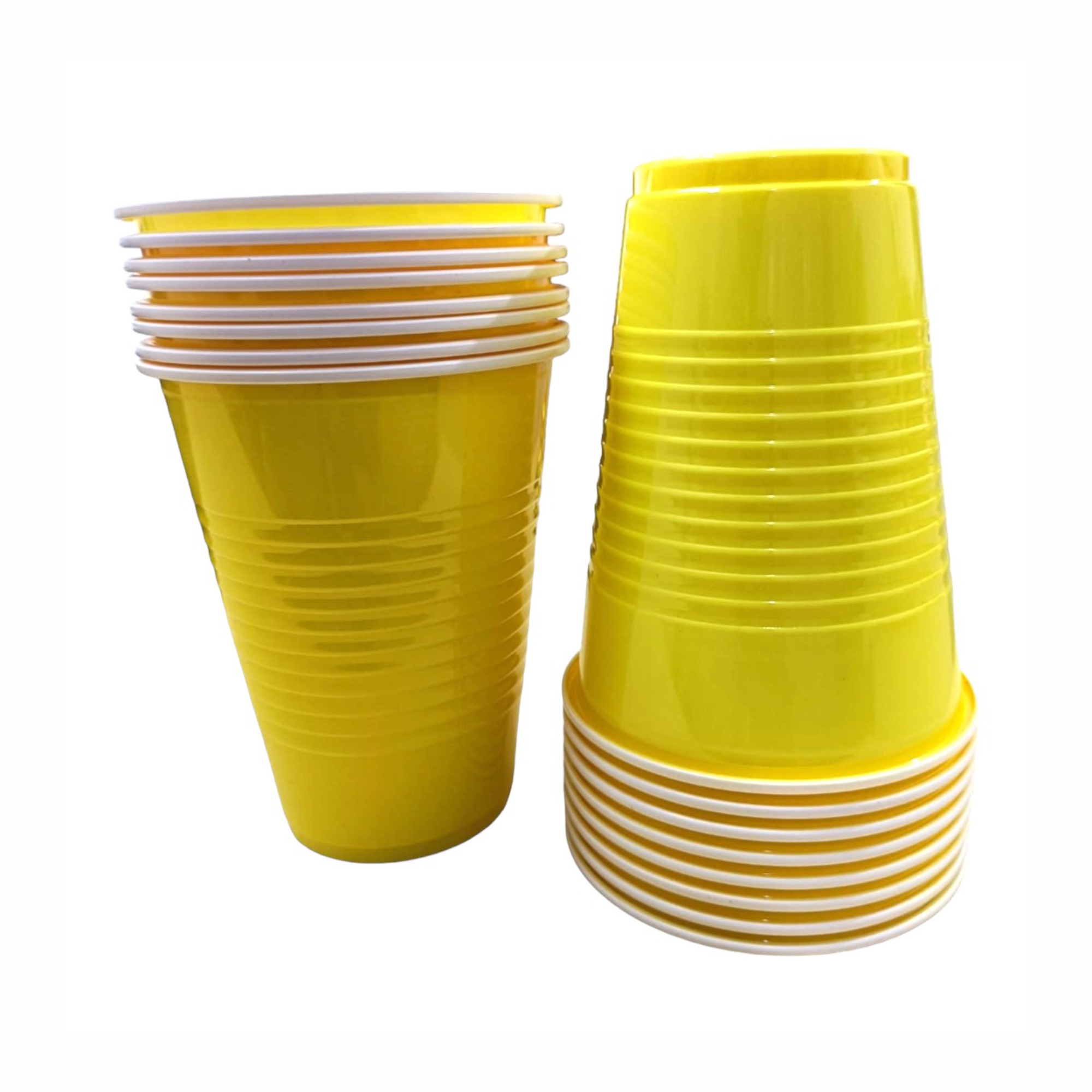 The Magic Balloons - Yellow Pong Glasses Pack of 30 | 450ml Reusable Party Drinking Cups | Beer Pong | For Events, and Parties