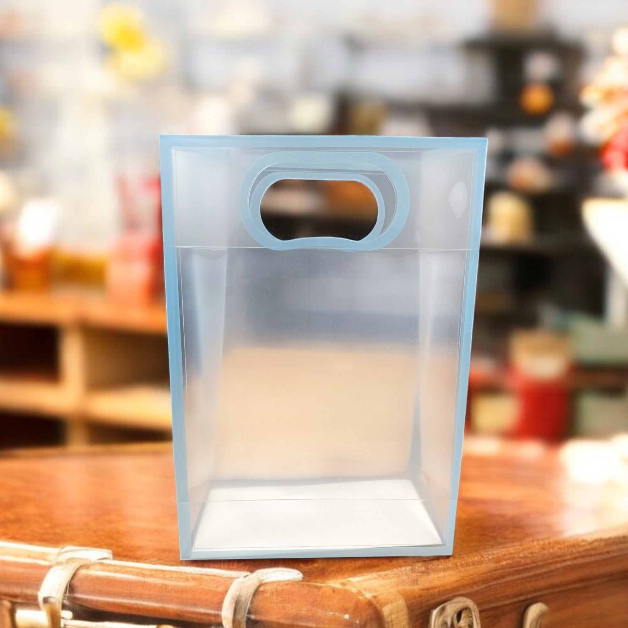 Small Size -6 Pcs Blue Transparent Goodie Bags – Clear Gift Bags for Valentine Wedding Return Gifts Birthday Party Festivals Events, Hamper Bags Shopping Bags