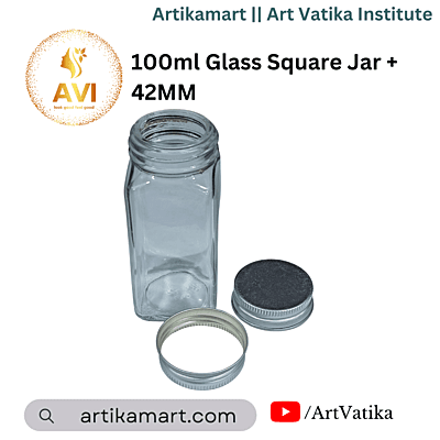 100ml Glass Square Jar + 42MM Aluminium Cap 100ml Glass Square Jar + 42MM Aluminium Cap