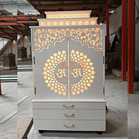 Om Aura Corian Mandir with Folding Doors Om Aura Corian Mandir with Folding Doors